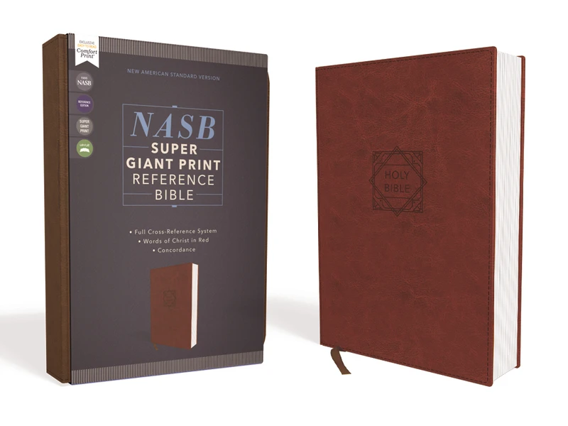NASB, Super Giant Print Reference Bible, Leathersoft, Brown, Red Letter Edition, 1995 Text, Comfort Print
